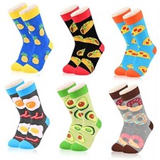Kids Boys Girls Novelty Crew Socks, Funny 4-7 Years All-6 Pack Tasty Food