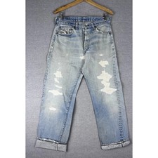 Vintage 80s Redline Levis 501 Jeans 30x27 Made in USA Selvedge Denim Distressed
