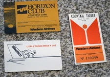 Western Airlines Horizon Club Cocktail Ticket Wallybird Wally Bird Sticker combo