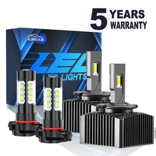 For GMC Sierra 2500 HD 2016-2020 LED Headlight High Low Beam Fog Light Bulbs Kit