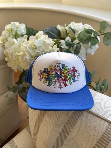 Chrome Hearts Crosses Blue Trucker Cap RARE