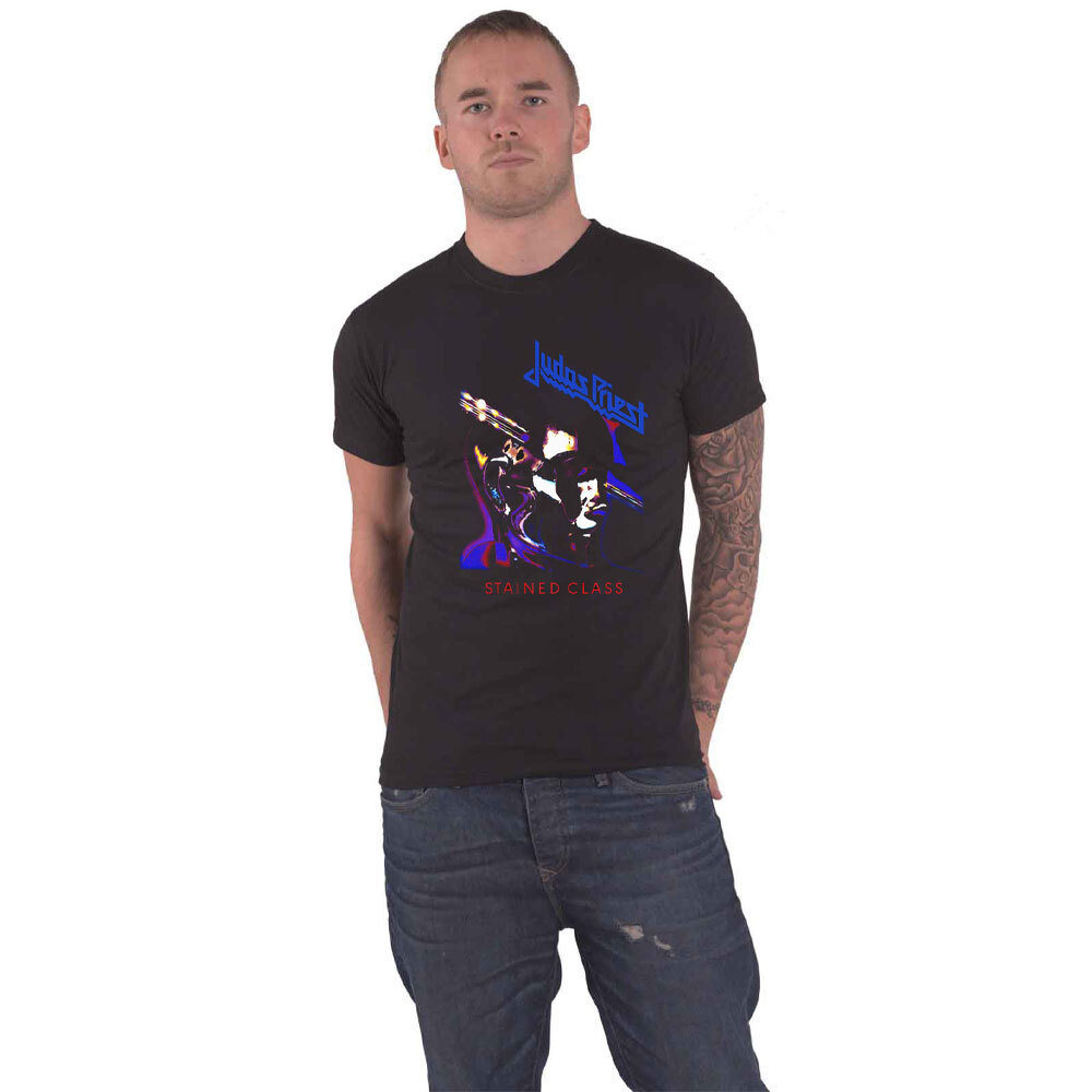 Judas Priest Stained Class Purple Mixer Band Logo Men's Black Official Tee