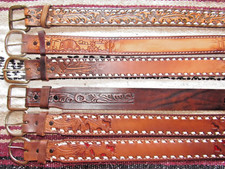 Western C M Co/Sheyenne Tooled/Buckstitch Leather Belts 6 pc Size 24 NEW