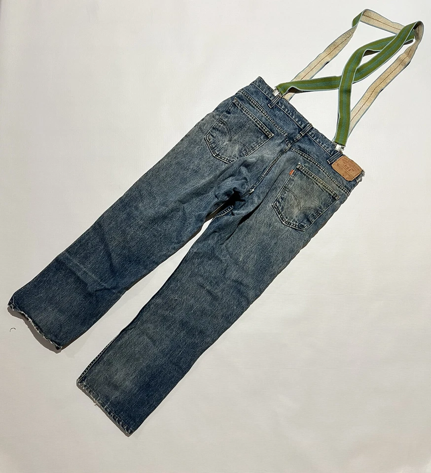 Jeans Levis 519 SF 207 38 30 lengüeta naranja EE. UU. + tirantes metálicos vintage de colección Foto 2 de 4