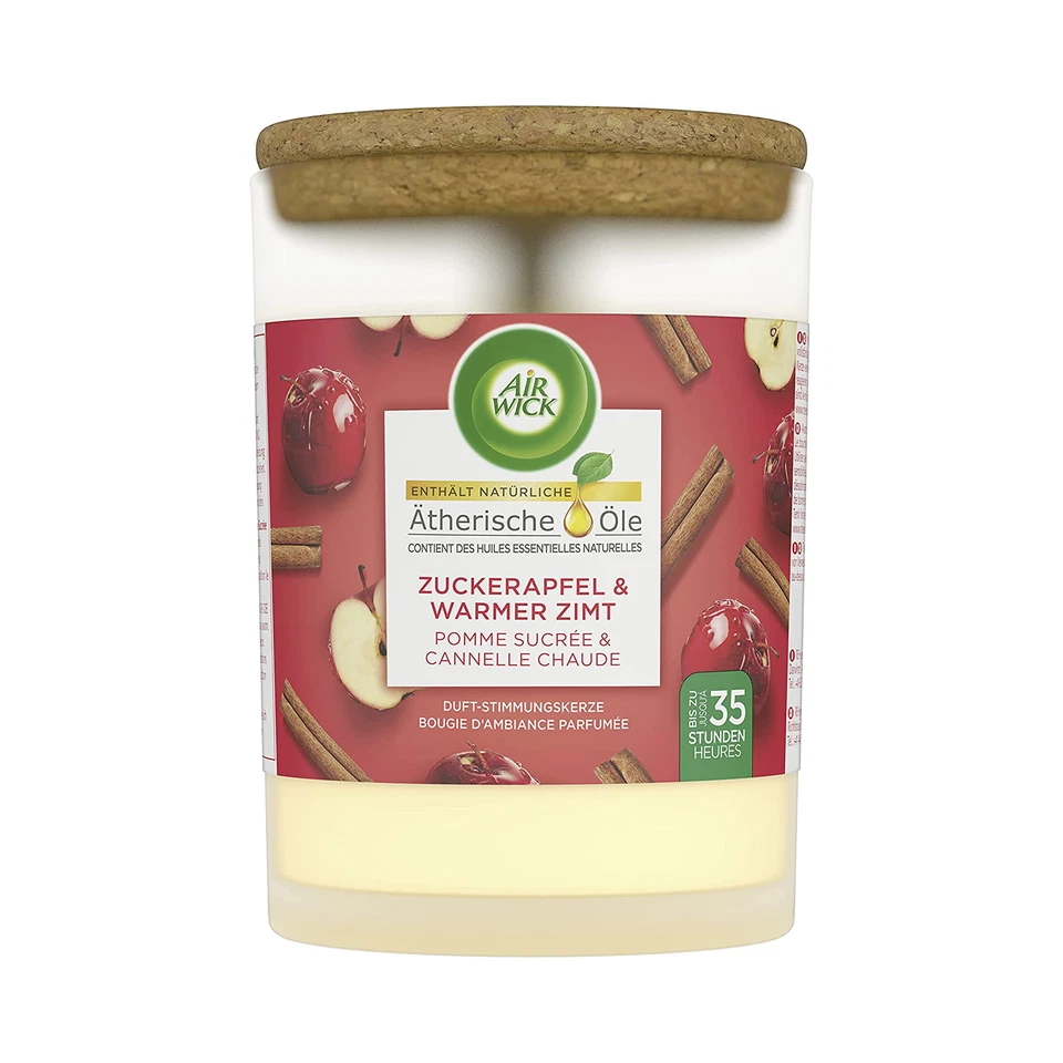 3 x Air Wick Duft Stimmungskerze Zuckerapfel & Warmer Zimt im Glas je 185g - Bild 2 von 2