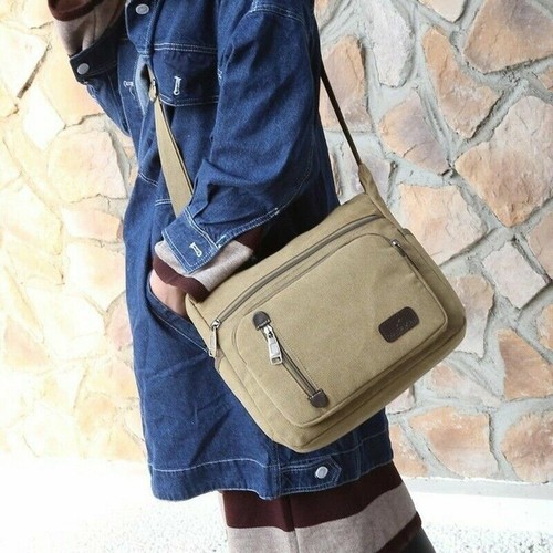 Men Shoulder Bag Backpack Military Canvas Crossbody Satchel Sling Messenger - Picture 3 of 16