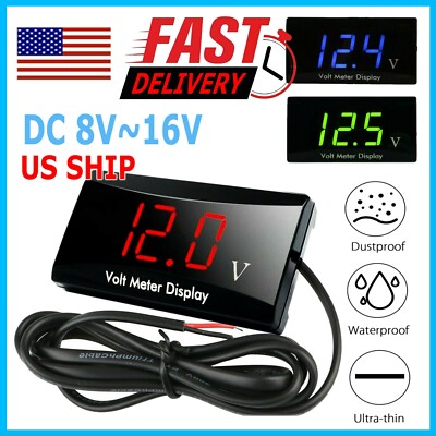 Voltmeter,Akozon 12V motorcycle car LED digital display voltmeter,waterproof voltage volt meter gauge,black digital display,car battery voltage gauge,monitor,tester,meter voltmeter