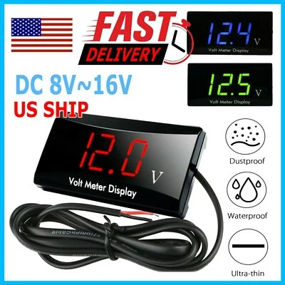 12V Digital LED Display Voltmeter Voltage Gauge Panel Meter For Car Motorcycle