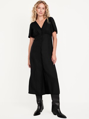 Old Navy Women's Button-Down Crepe Midi Dress - Black - Size M Old Navy Women's Button-Down Crepe Midi Dress - Black - Size M