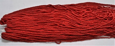 Dark Red Czech PRECIOSA  rocailles glass 11/0 seed beads, Hank/12 strands .