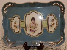 NPSK 1880's Pre Nippon Dow Sie Cot Ure Madame Recamier Dresser Tray 11 1/2"