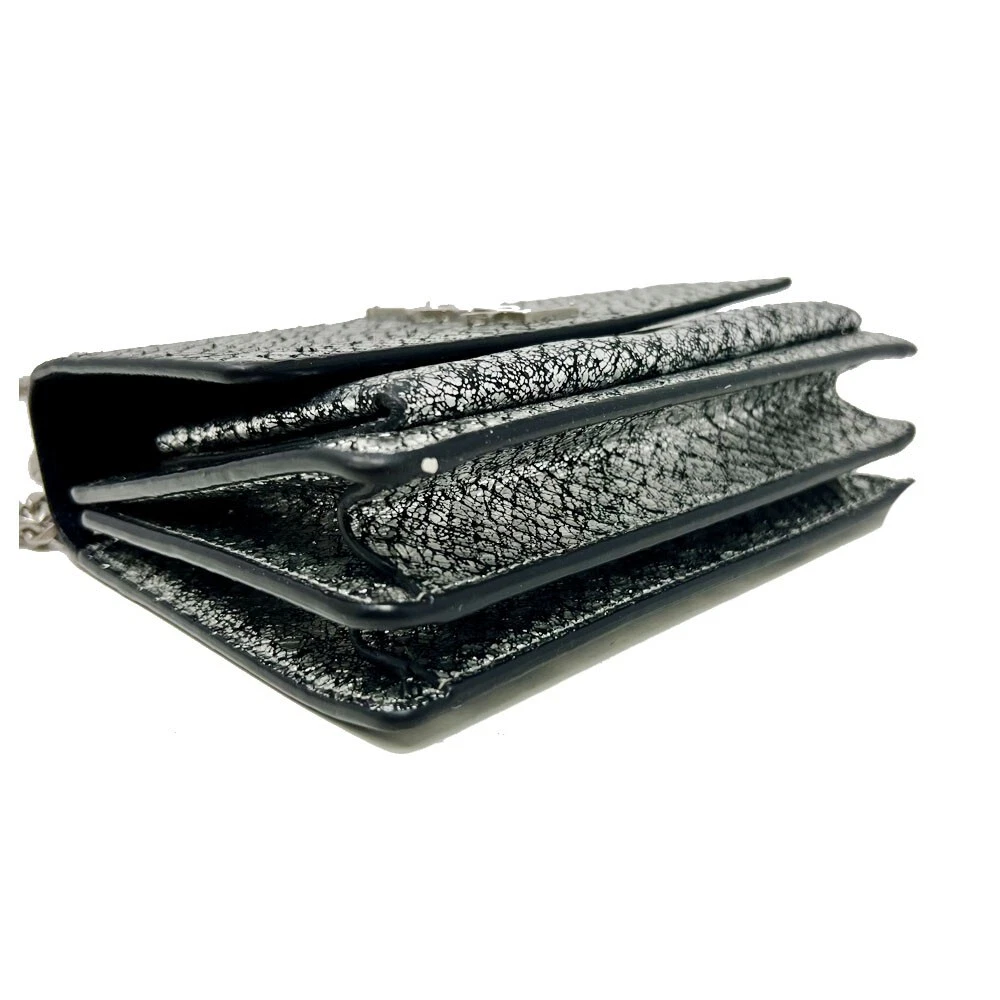 SAINT LAURENT (YSL) YSL Saint Laurent Sunset Mini Borsa Catena Argento Metallico