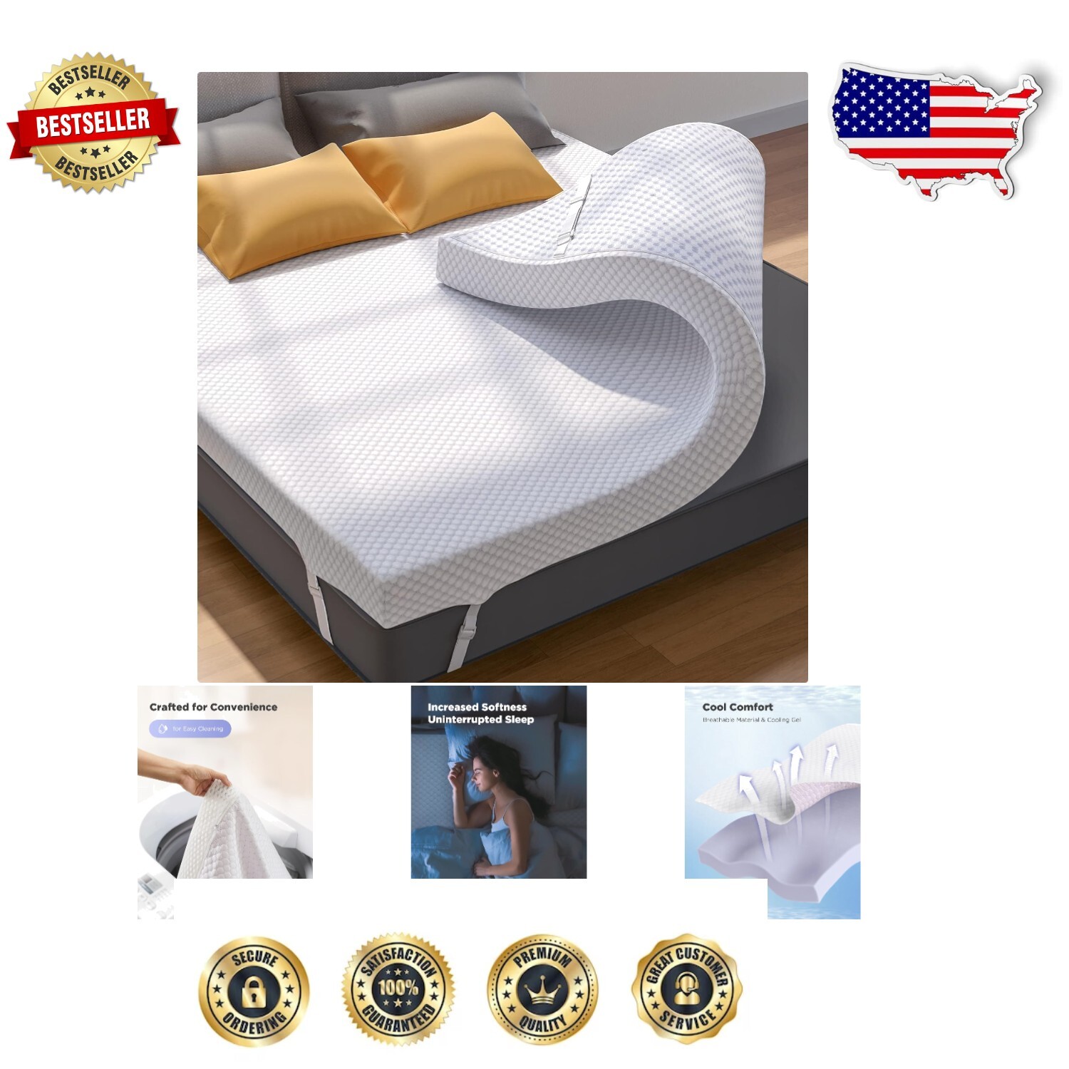 2-Inch Cooling Gel Memory Foam Mattress Topper for Twin Beds – Comfort & Support  