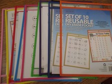 Set of 10 Reusable Dry Erase Pockets