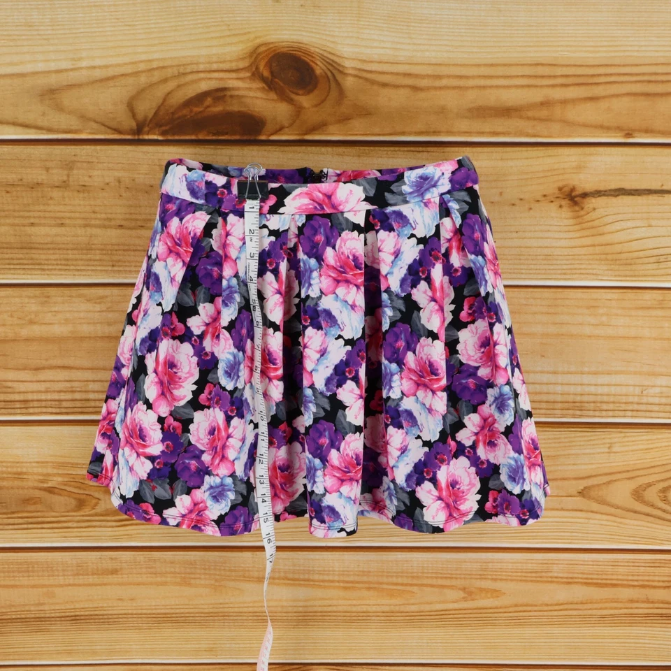 Minifalda plisada Forever 21 para mujer talla M púrpura rosa floral poliéster elástica Foto 3 de 4