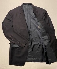 Ermenegildo Zegna Trofeo Gold Navy Windowpane 100 Wool Men SuitJacket Blazer 46L