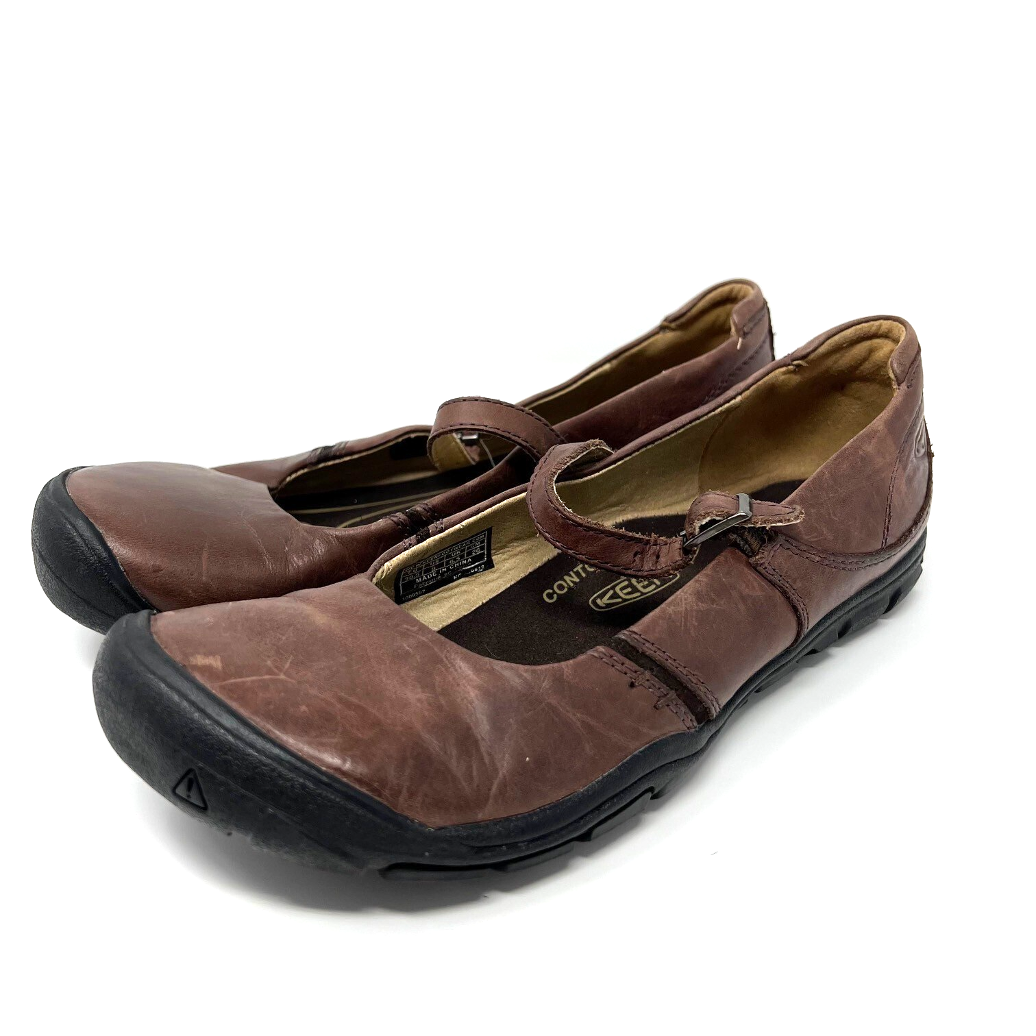 Scarpe Keen Delancey da donna 9 M in pelle Mary Jane contorno arco marrone comode