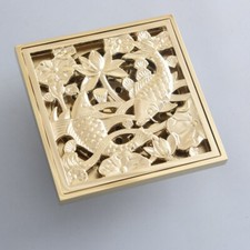 Gold Color Brass Square Floor Waste Grates Bathroom Shower Drain Floor Drain