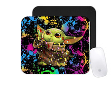 Custom Mouse Pad - Neon Galaxy Grogu Baby Yoda - Office Desk Mat