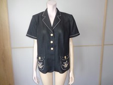 Elvi Short Sleeve Jacket 1/2 Lined 3 Button Fastening Black Size 18~28"l Bnwot
