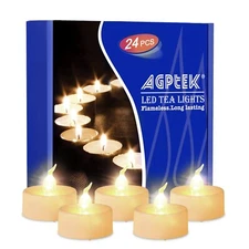 AGPTEK Timer Flickering Tea Lights 24 Pack Flickering LED Candles with Timer ...