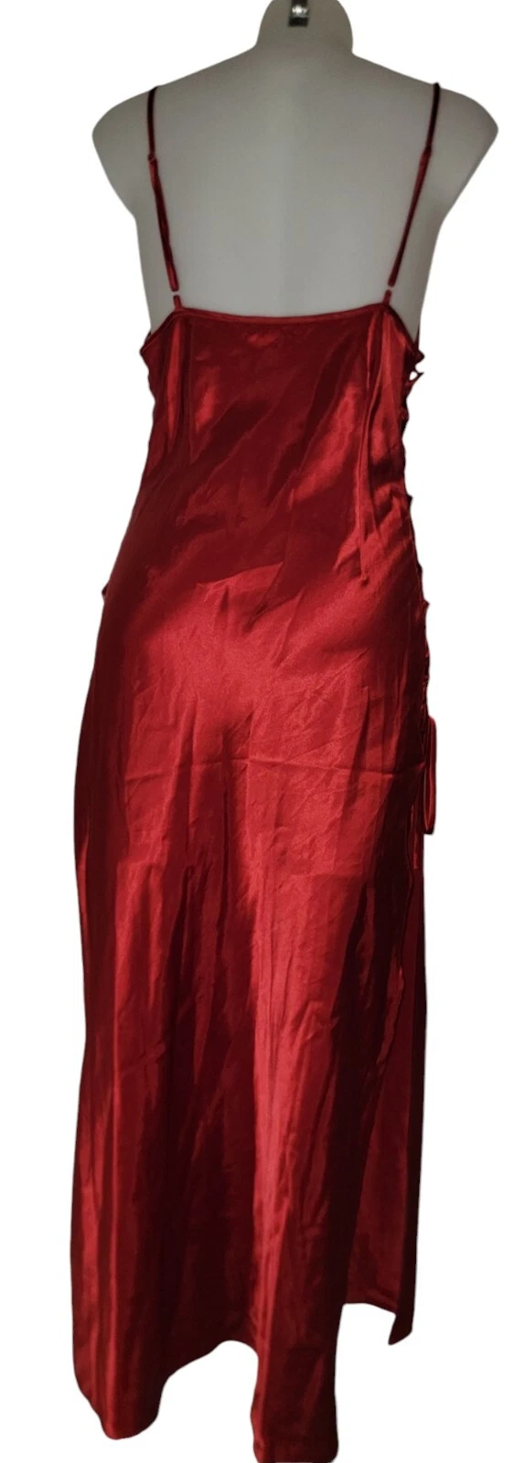 UNDERCOVER Maxi abito vintage Y2K Victoria's Secret taglia M rosso raso stringato coquette slip