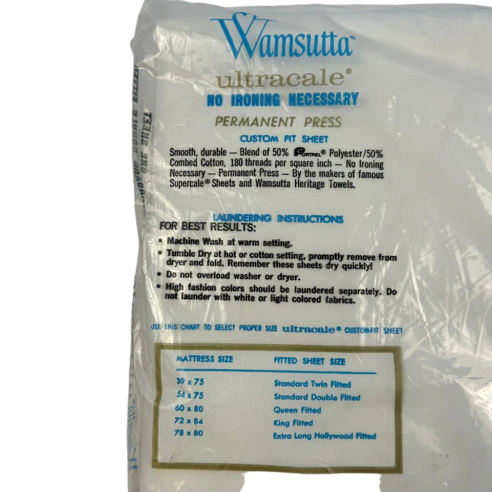 Wamsutta Ultracale Vintage 54 x 75 Standard Double Fitted No Ironing White NEW - Image 4 of 4