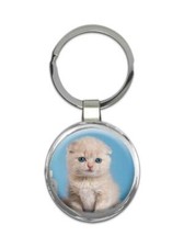 Cat : Gift Round Keychain Cute Animal Kitten Funny Friend Baby Feline Pets Lover