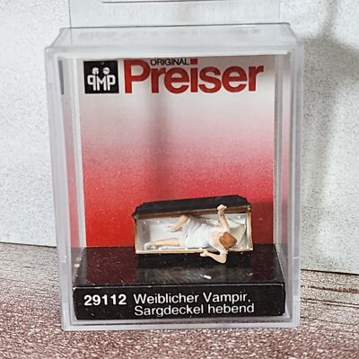 Preiser 590-29112 Female Vampire in Coffin - Model Railroad Figure - HO Scale