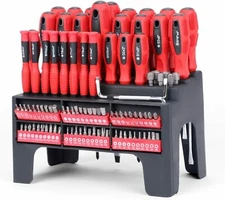 100 Pieces Magnetic Screwdriver Set With Plastic Racking,Best Tools Men Gift