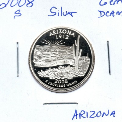 2008 S Silver Gem Proof Alaska State Washington Quarter