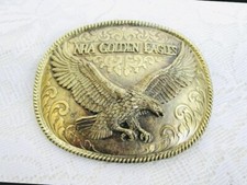 Vintage Limited Edition NRA Golden Eagles Brass Belt Buckle God Bless America