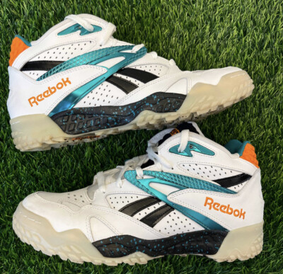 Reebok Scrimmage Mid White Teal Orange Preseason Size 9.5 Sneakers