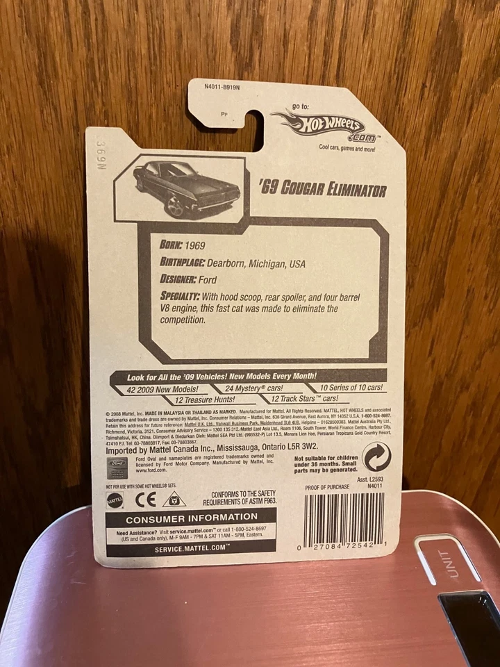 2009 HOT WHEELS NEW MODELS ** '69 COUGAR ELIMINATOR ** #8 - Image 2 of 2