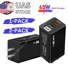 2X 65W GaN USB C Fast Charger PD Type C Power Adapter For iPhone Samsung MacBook