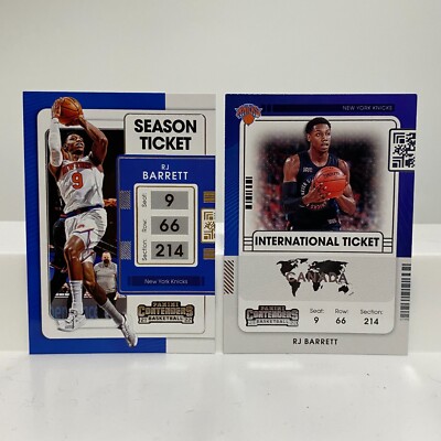 RJ Barrett 2022 Panini Contenders Season #65 & International Ticket #7 Lot