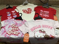 Lot of 5 New W/Tags Girls XS 4/5 Pink Valentines Day T-Shirt Tops A