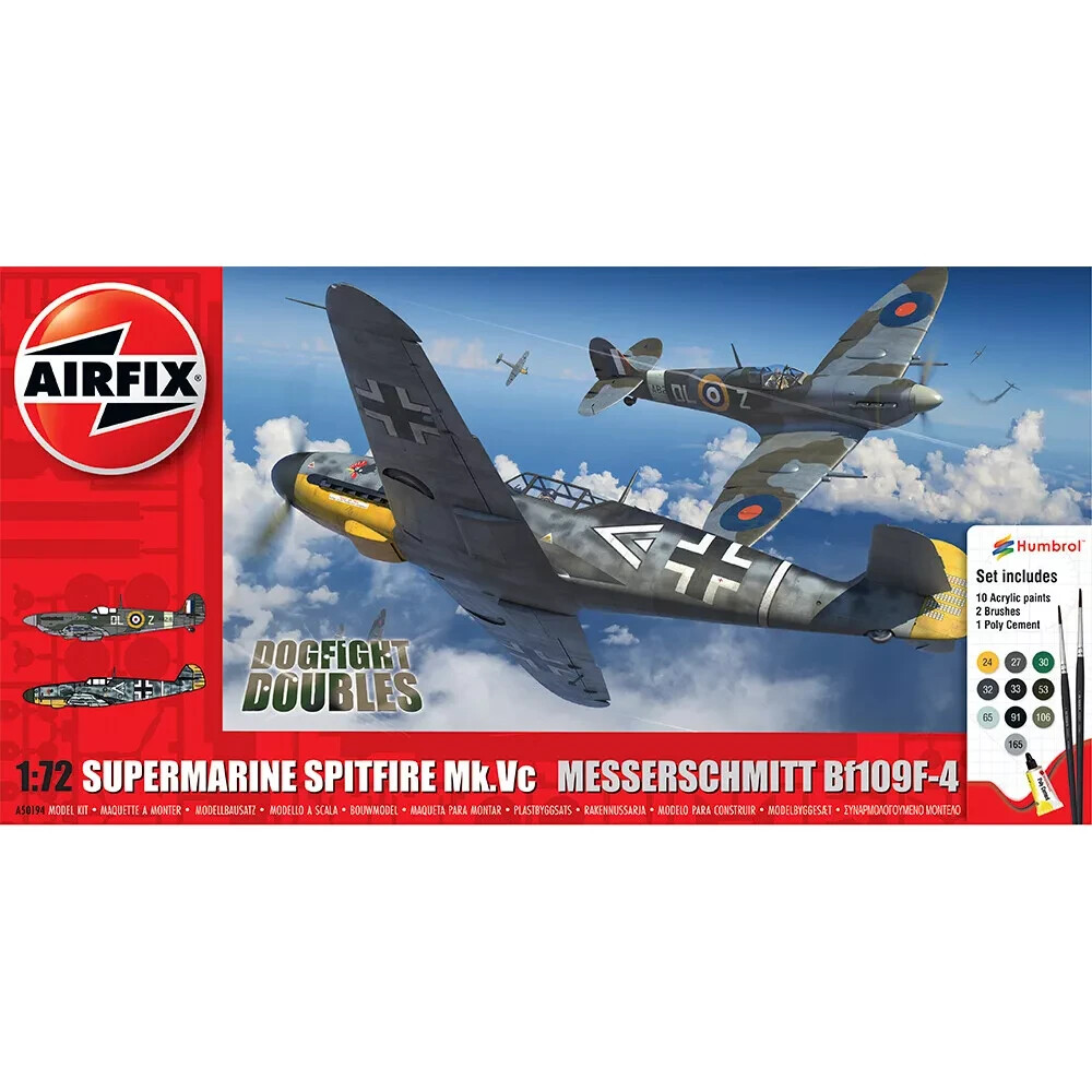Airfix Gift Set 1:72 Supermarine Spitfire Mk.Vc & Bf109F-4 Model Kit, Paints & - Image 6
