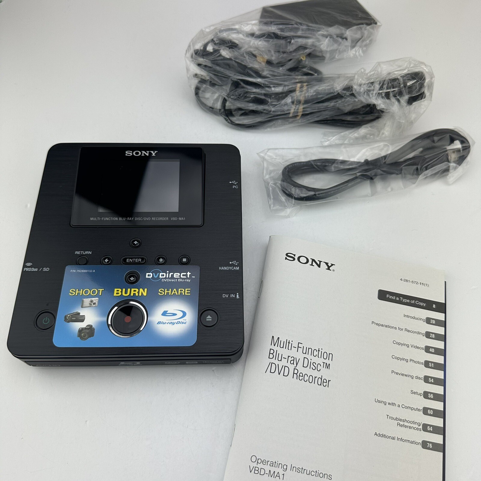 Sony VBDMA1 Bluray Multi Function Player/Recorder New Open Box