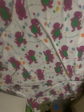 2 Vintage 92-93 The Lyons Group Barney The Dino Children's Bed Flat Sheet  ABC