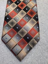 ALEXANDER JULIAN MENS TIE 60 X 3.75 SILVER WITH EARTH TONE TILES