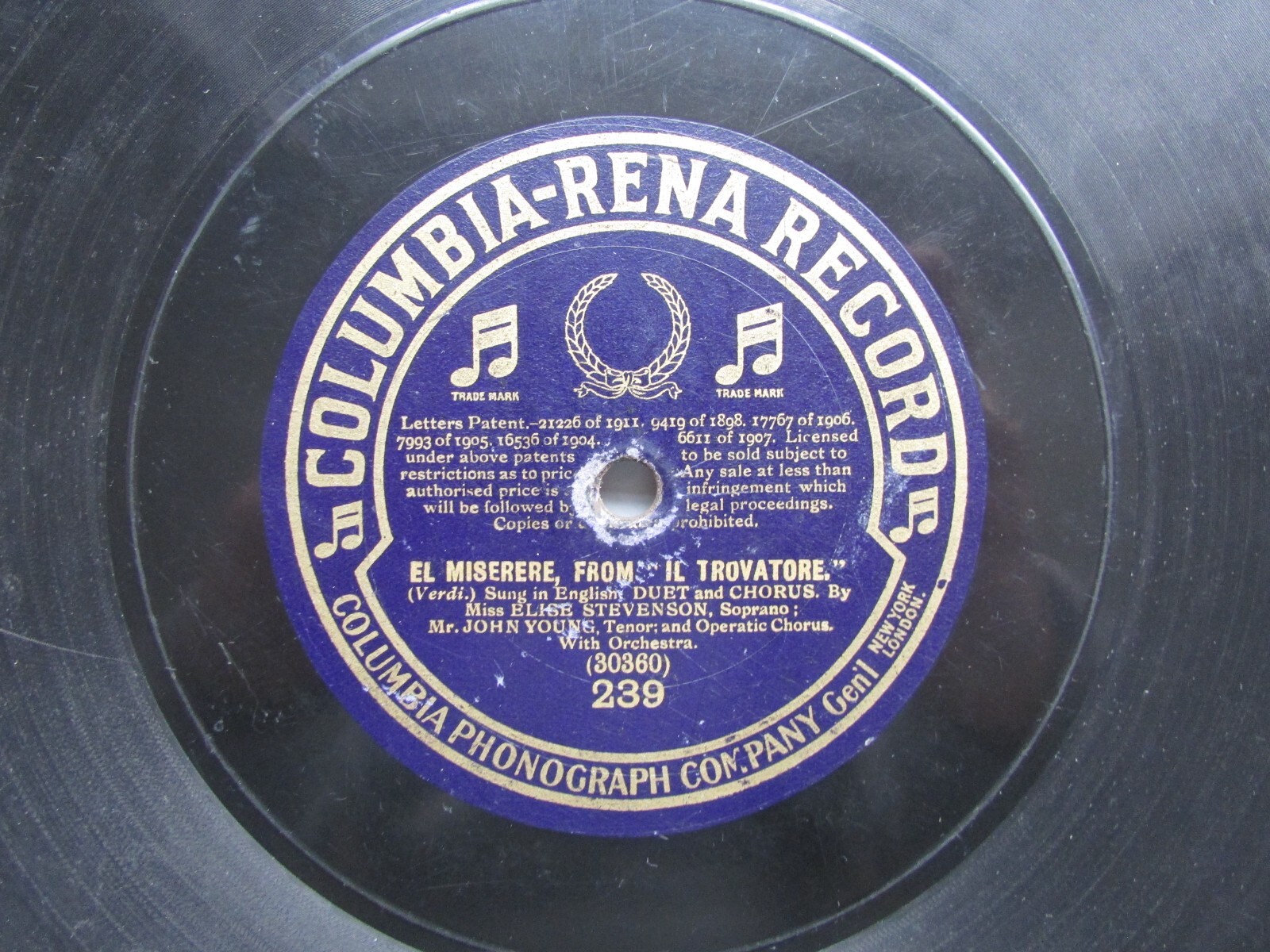 John Young - El Miserere / Move To Our Mountains, Il Trovatore Shellac 12"