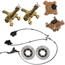 4 Stud Knuckle Wheel Hub Front Brake Twin Caliper Disc Rotor Kit Go kart Racing