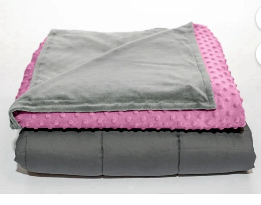 Quility Weighted Blanket for Adults (15 LB 86 x 92, King Size) Pink - Grey - Image 4 of 4