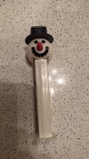 Vintage PEZ Snowman Christmas Candy Dispenser White Stem Thin Feet Holiday