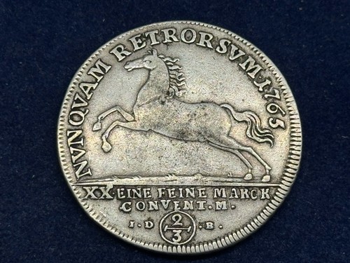 2/3 Taler 1765 Braunschweig Silber Deutschland W/25/1069 - Zdjęcie 2 z 2