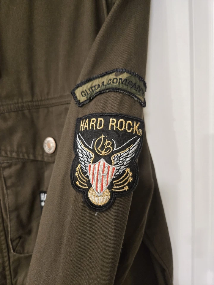 HARD ROCK 吉他 CO 男式鹰军队轻便夹克,带补丁,尺寸 XXL — 第 3/4 张图片