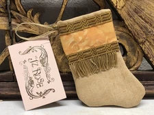 Handmade MINI STOCKING From Antique Textiles by B-VIZ Gold w Metallic L30