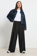 Image of PixieGirl Petite Women's Wrap Pleated Wide Leg Trousers