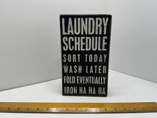 Primitive Laundry Schedule Wood Box Sign Funny Rustic Wall Decor 8x5